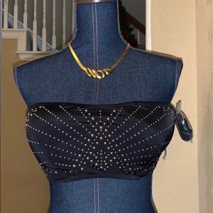 Brand New Shade and Shore Gold Studded Bikini Top